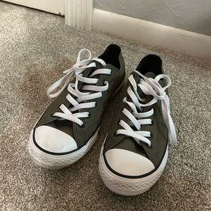 Converse Kids Olive Green Low Top Sneakers with White Trim